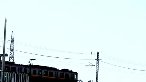 A scene of a train running on the tracks Stock Footage 336011337