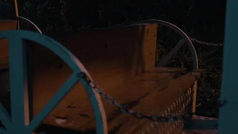 A Scene of a Vintage Carriage From a Ghost Train Ride, Set in an Abandoned Stock Footage 283105528