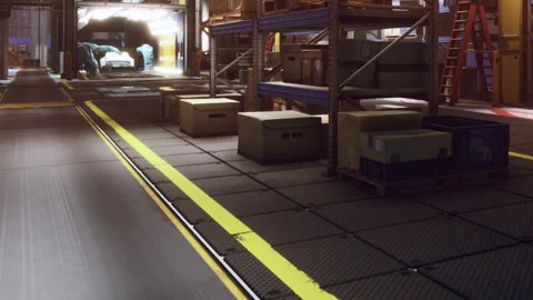 Scene in a warehouse showing boxes and workers preparing items for shipping Stock Footage 344098257