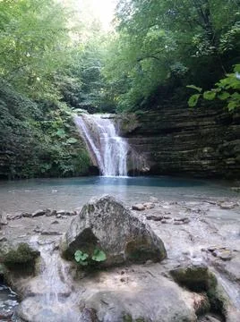 A scene from waterfall Stock Photos