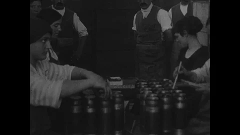 Scene of workers works on the final assembly line - 1914 - 1918 Stock Footage 98257502