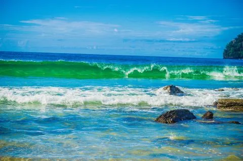 Sceneric Beach with big waves Stock Photos