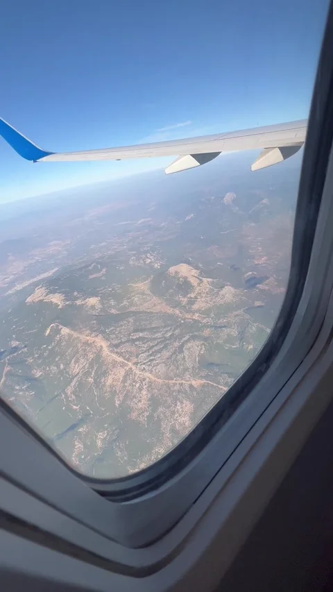 Scenery from the airplane window during flight Stock Footage 337221098
