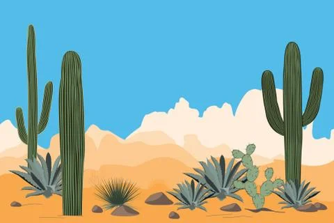 Scenery of the arid desert. Stock Illustration