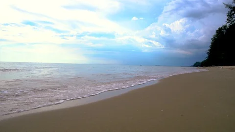 Scenery beach and sea wave with blue sky. Stock Footage 127634067