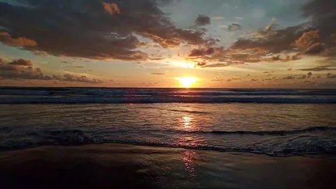Scenery Cinematic Sunset With Beautiful Clouds at the beach Stock Footage 219394923