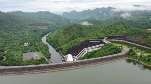 Scenery of Dam in tropical rainforest with hydro power plant in national park Stock Footage 160482653