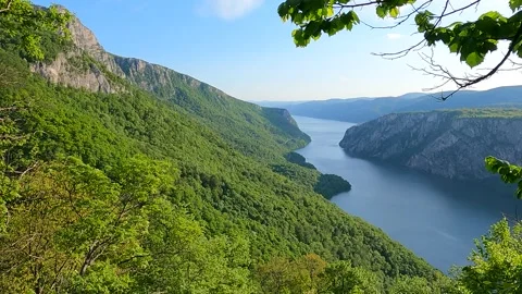 Scenery of Danube river gorges Stock Footage 305492690