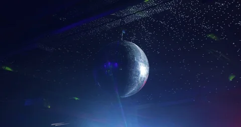 Scenery of a disco. disco ball light fixtures. concert. scene Stock Footage 104370292