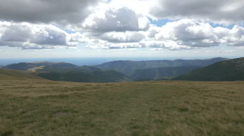 Scenery of dried fields on a cloudy day on Transalpina Stock Footage 57792432