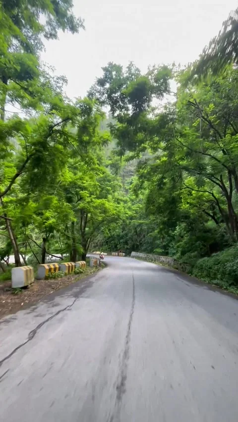 Scenery of greenery at Blue sky with this neat and clean road with mountains,  스톡 동영상 343613384