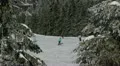Scenery Landscape Picturesque Panorama Skiers Practicing Winter Sport Slope Day HD Footage