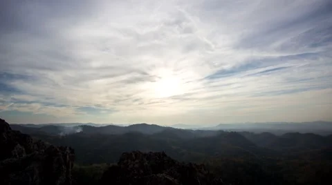 Scenery of mountain moment was going to sunset.,Nam Nao National Park Phetchabun Stock Footage 64008052