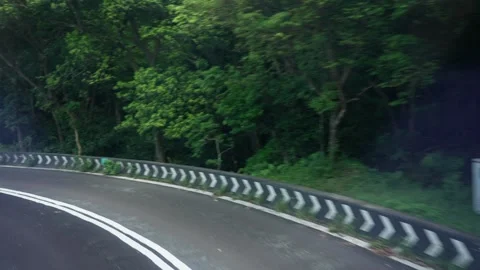 Scenery of mountain road view shot from a bus, Hong Kong Stock Footage 314475083