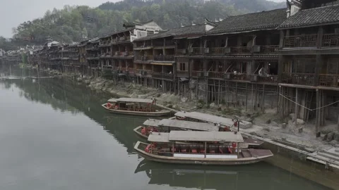 Scenery ofTuojiang River in Fenghuang Ancient Town, Xiangxi, Hunan china Stock Footage 307012863