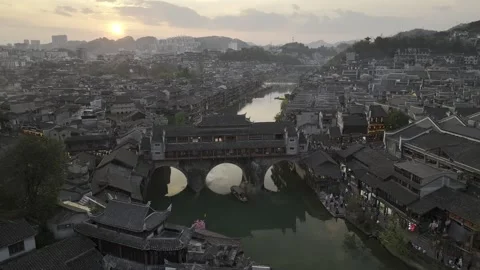 Scenery ofTuojiang River in Fenghuang Ancient Town, Xiangxi, Hunan china Video stock 307015192