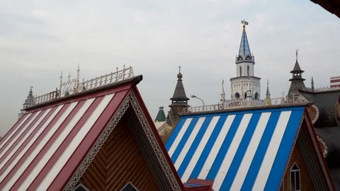 Scenery of the old Russian settlement in Izmailovsky Park of Moscow Stock Footage 118548133