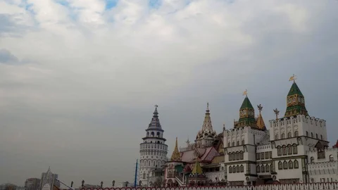 Scenery of the old Russian settlement in Izmailovsky Park of Moscow Stock Footage 118548174