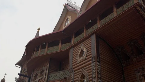 Scenery of the old Russian settlement in Izmailovsky Park of Moscow Stock Footage 118548194