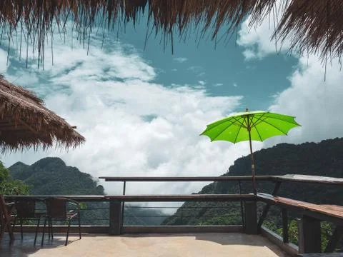 Scenery of rainforest mountain with cloud Stock Photos