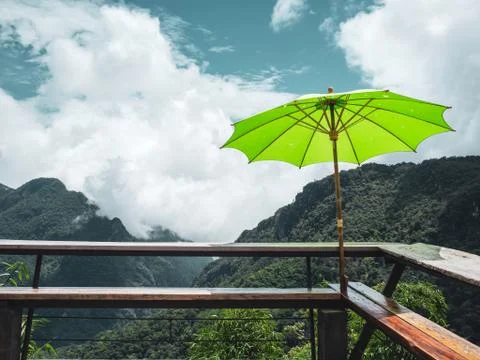 Scenery of rainforest mountain with cloud Stock Photos