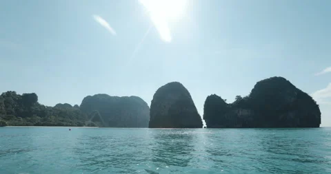 Scenery of sea and sunlight while boat moving travel around the island Stock Footage 203207784