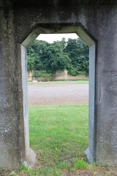 The scenery seen from the concrete structure. Stock Photos