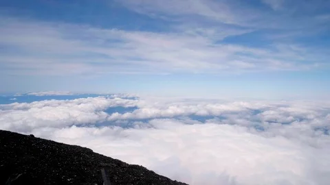 Scenery seen from the summit of Mt. Fuji. (Sea of clouds, panorama) Stock Footage 91257660