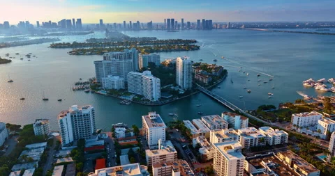 Scenery of spectacular Brickell Key in Miami, USA. Stock Footage 324583326