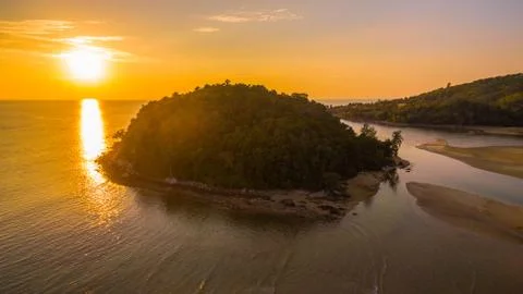 Scenery sunset at Kala island endwise of Layan beach Stock Photos