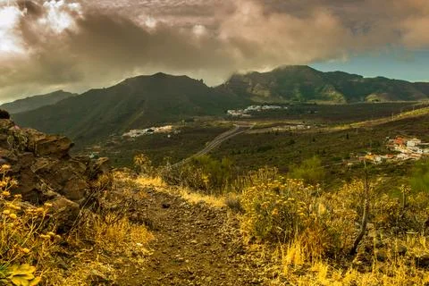 Scenery valley in Canary islands. Nature landscape. Travel adventures and o.. Stock Photos