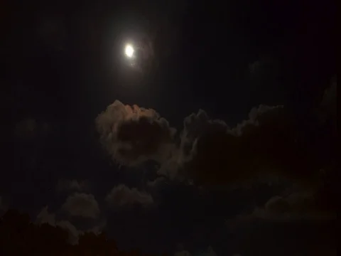 Scenery view of moon with passing clouds - time lapse 4K DCI Stock Footage 80799607