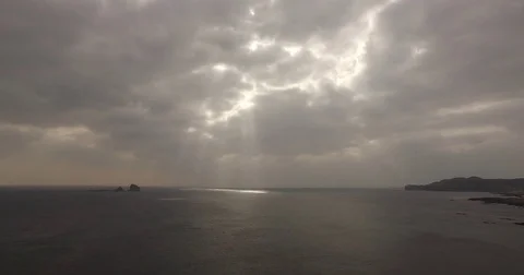 Scenery where sunlight shines through the clouds. drone Aerial 4K UHD 動画素材 72956571