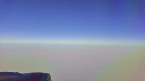 Scenery White cloud in blue sky from Window airplane Stock Footage 337321733