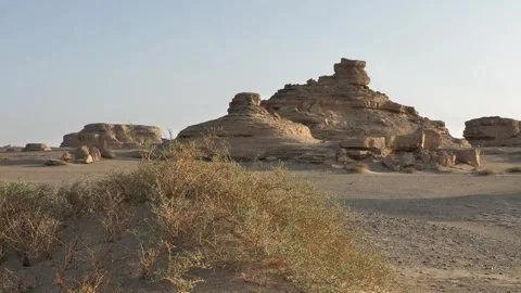 Scenery of Wind Eroded Mounds Yadan Landform Qinghai China Stock Footage 337147993