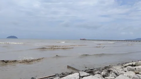 A scenery of a windy beach Stock Footage 147369371
