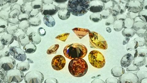 .Scenery yellow diamonds in different size in the center of the white diamond Stock Footage 255313754