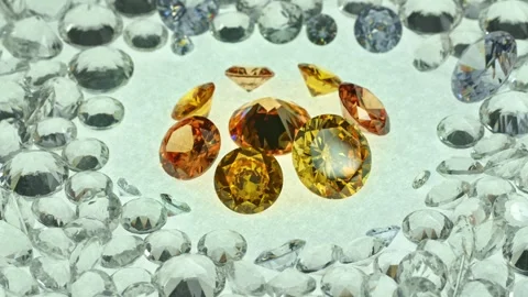 .Scenery yellow diamonds in different size in the center of the white diamond Stock Footage 267783156