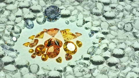 .Scenery yellow diamonds in different size in the center of the white diamond Stock Footage 267783371