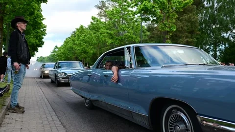 Scenes from the 2026 Power Start of Summer Meet Cruising Event in Hässleholm. Stock Footage 336027452