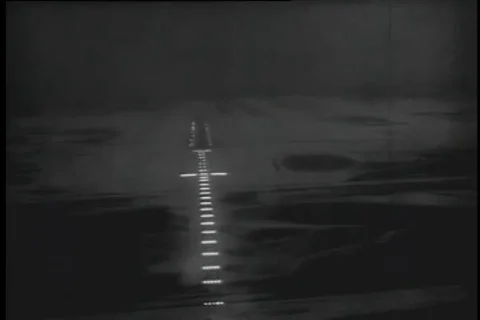 Scenes of airplane lands on the runway using visual landing technique - 1959 Stock Footage 99595686