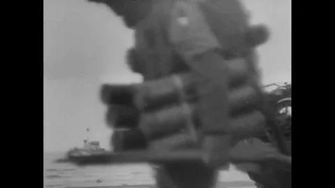 Scenes of allied forces invade enemy positions and attack on it - 1945 Stock Footage 96020999
