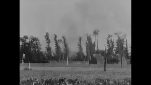Scenes of allied forces invade enemy positions and attack on it - 1945 Stock Footage 96021016