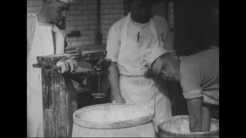 Scenes of bakers preparing bread - 1914 - 1918 Stock Footage 83700716
