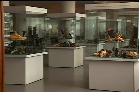 Scenes from Bata Shoe Museum of antique and royal footwear, Zlin, 2002 Stock-Footage 170074142