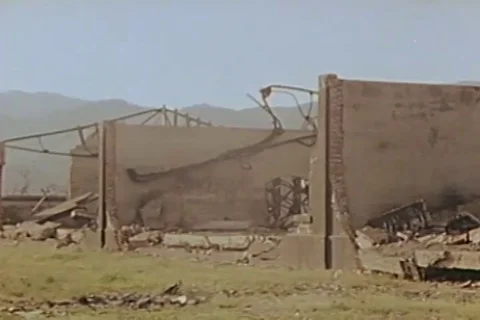 Scenes of blast effect on buildings in Hiroshima - 1946 Stock Footage 103371919