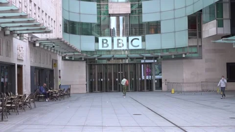 Scenes from Broadcasting House after Huw Edwards named as presenter facing alle Stock Footage 245970632