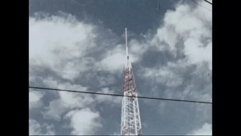Scenes of broadcasting tower and buildings of different radio stations - 1963 Stock Footage 102217330