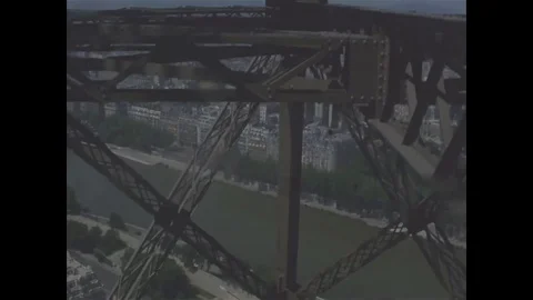 Scenes of cityscape from Eiffel Tower - 1969 Stock-Footage 98565256