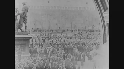 Scenes of crowd of people during Russian Revolution - 1914-1918 Stock Footage 104337458
